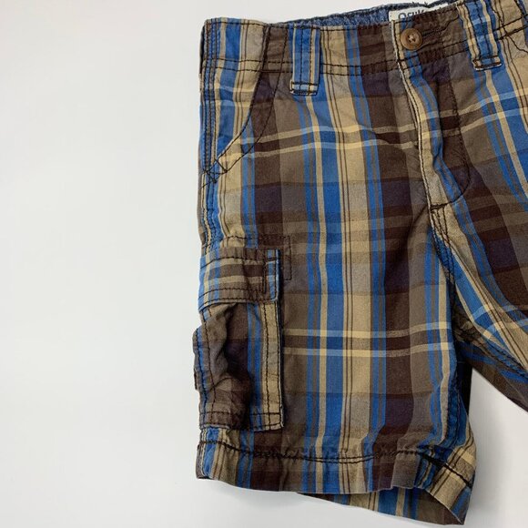 Oshkosh Carpenter Shorts Size 24M Plaid Adjustable Waist Pockets Logo Multicolor - Picture 5 of 5